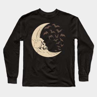 Skull Moon Vampire Bats Long Sleeve T-Shirt